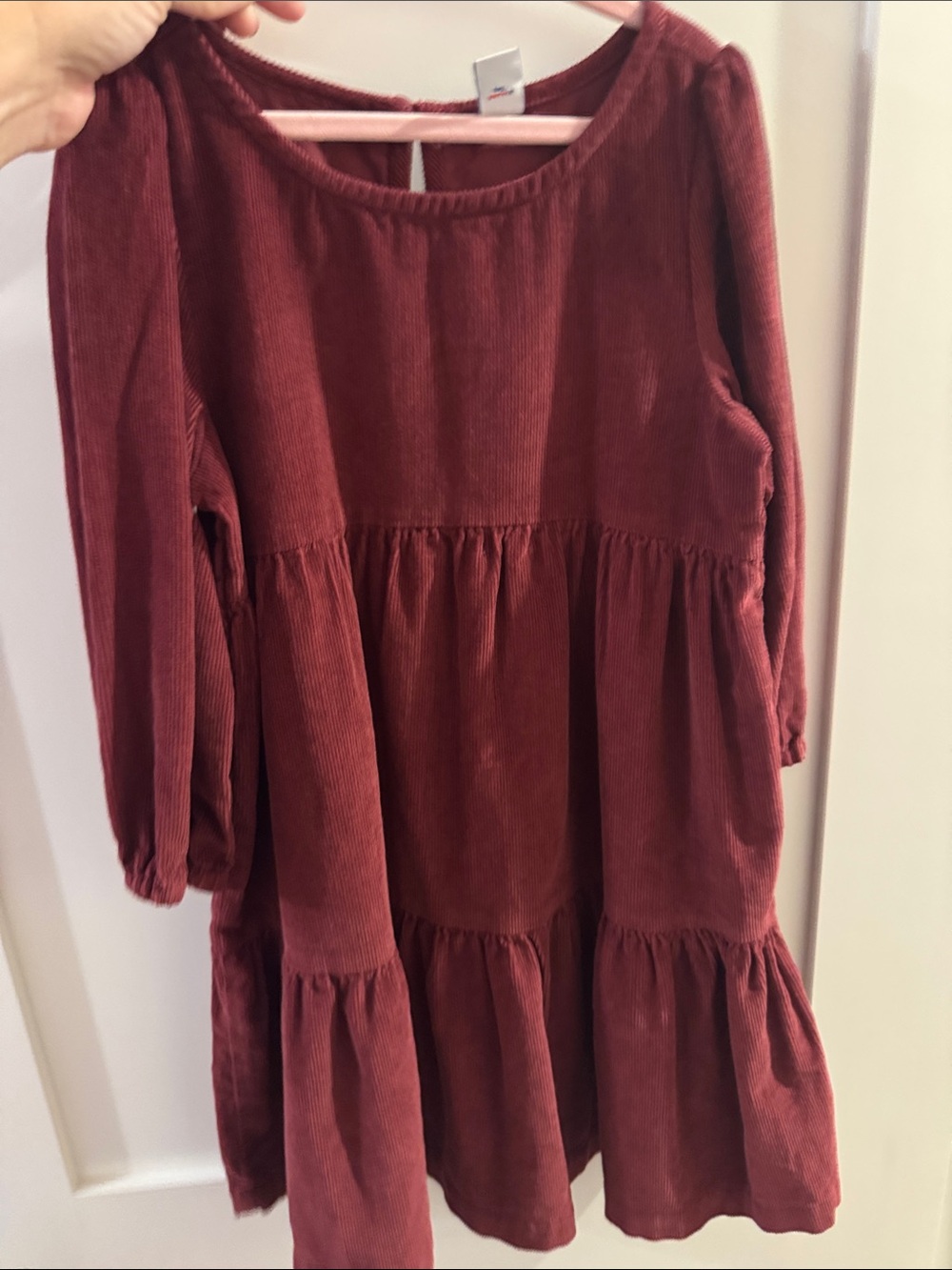 Old Navy Corduroy Tiered Dress in Burgundy Red